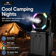 PINEVALI FIREFIY Camping Fan, Mist Fan, 20000mAh, USB Rechargeable Tent Fan, Suitable for Camping an