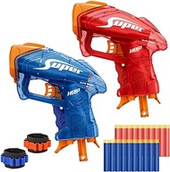 2 Pack Mini Blaster Guns Set for Nerf, Small Toy Pistol for Boys with 20 Refill Foam Darts, 2 Wristbands, Birthday Gifts, Stocking Stuffers for Toddlers and Age 3-5 5-7 8-12 Year Olds Kids and Adults