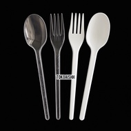 Plastic spoon and fork - white, black, clear plastic spoon and fork - spoon and fork - plastic spoon