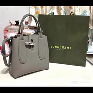 Longchamp Le Roseau 竹節小牛皮包S（斑鳩灰）