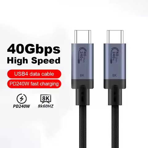 PD240W USB4 40Gbps ThunderBolt 3 Type C to Type C Cable 8K@60Hz USB-C Cable Cord For iPhone 15 16 Pr