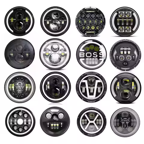 7 Inch Led Auto Headlight Motorcycle LED Headlight DRL Angel Eyes for Harley Honda Yamaha Jeep Lada 