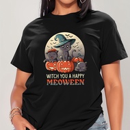 Payment Shirt Fun Printed Letters < Witch You} Happy Halloween L2QH