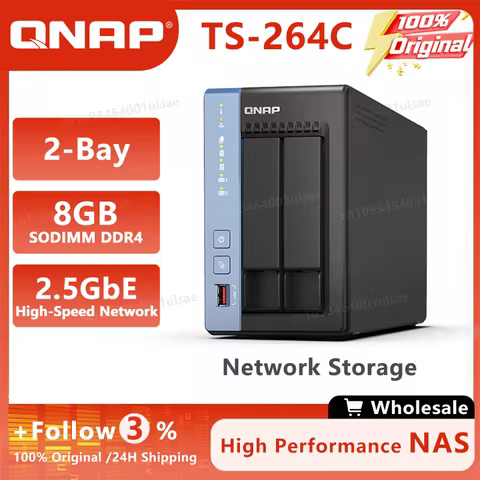 QNAP TS-264C 8G 2-bay 8GB N5095/2.5GbE/M.2/Private Cloud NAS Storage Server (Diskless)