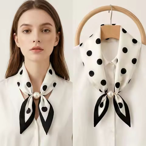 1/2 Pack Polka Dot Magnetic Buckle Scarf, Long Scarf, New Versatile Accessory, Neck Protection Neckl