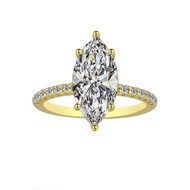 Real Moissanite Marquise Cut D color Ring S925 Sterling Silver Ring for women