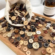 Color Four-Eye Spray Paint Wooden Button Beige Color Children's Sweater Button