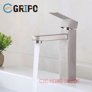 GRIPO 304 stainless high quality square single cold lavatory faucet 18cm GP285