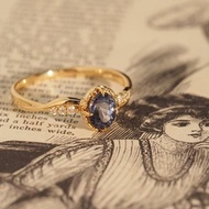 18K金藍色尖晶石金色扭紋戒指18K GoldThe Blue Spinel Golden Tw