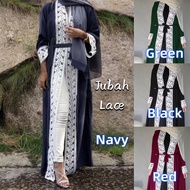 Jubah Muslimah Lace Long Sleeve Plus Size Baju Raya Sulam 2024 Abaya Dress Muslimah 2110