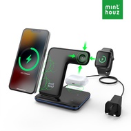 Minthouz 3-in-1 Wireless Charger, 15W Fast Charging Station with USB Type C Terminal for Smart Phone
