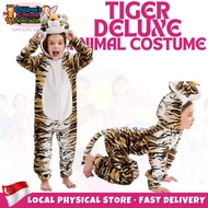 Tiger Deluxe Velvet Costume Kids Adult Halloween Costume Animal Onesie Costume Outfit for Girls Boys