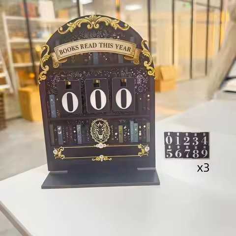 Wooden Reading Tracker Wooden Book Log Device Tracks 999 Books Reading Challenge Goal Bookworm Journ