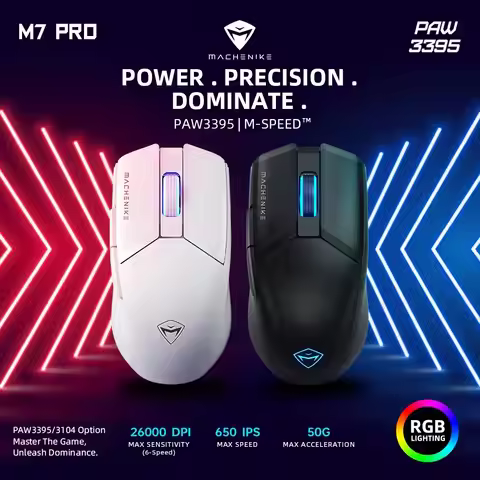 Machenike M7 Pro Gaming Mouse USB Wired 2.4GHz Wireless Mouse PAW3395 26000DPI 650IPS 7 Button 74g R