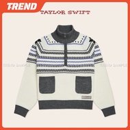 Taylor Swift Merch Folklore Album Quarter Zip-Up Sweater Knitted Unisex Autumn/Winter Fashion Loose 