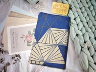 幾何系列-日本設計師厚棉藍色幾何布書套-布書套-布書衣A5-25K