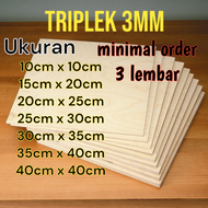 (3pcs) Triplek Papan Kayu Multiplek Potongan Tebal 3mm