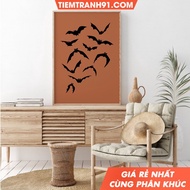 Tranh treo tường Halloween Gallery Wall Art Bundle Vintage Halloween Decor tặng kèm đinh treo tranh.