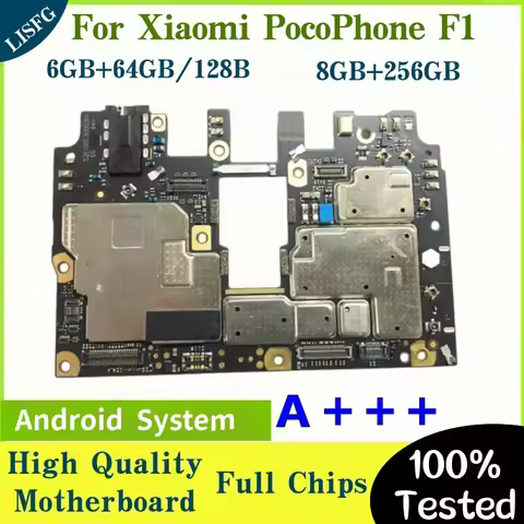 256GB Global Version For Xiaomi Pocophone Poco F1 Motherboard 128GB 64G Logic Board Unlocked Mainboa