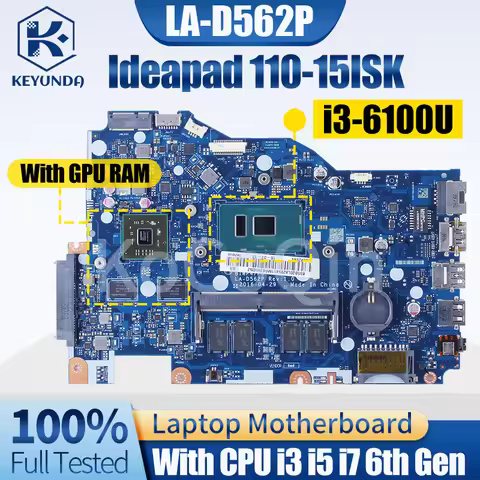 4G For Lenovo Ideapad 110-15ISK Notebook Mainboard Laptop LA-D562P 5B20L8290211 5B20L8287811 Pentium