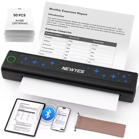 NEWYES Portable Thermal Printer Inkless Printer Wireless Connectivity Business Travel Home Education