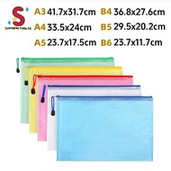[SG Stocks]PVC Mesh Zip Bag w/ Card Slot A3 B4 A4 A5 A5.5 A6 B8 Document Pouch File