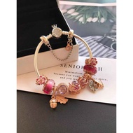 Charms Pandora Charms bracelet 2019 gift new sterling silver leaves rose gold flowers jewelry set