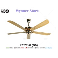 NSB FAN GOLD FAN WOOD STYLE FAN Powerful DC 54” CEILING FAN TURBO 5 Blades With Remote Control Kipas