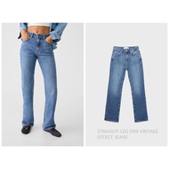 STRADIVARIUS High Waist JEANS STRAIGHT-LEG D98 VINTAGE EFFECT (C1401)