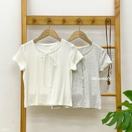 Crop T-shirt N5.28 ID plain with bow lace trim 3003 xonxen 23ld