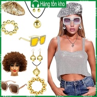 WIN 4 5Pcs Disco 50s 60s 70s 80s Set Rockstars Cool Outfits for Halloween Birthday Party Costume Dre