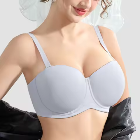 Underwire Female Lingerie Womens Strapless Bra Multiway Push Up Brassiere Seamless Slightly Lined Li