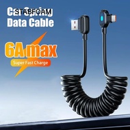 STABFOAM USB C To Type C Fast Charging Cable, PVC Spring 6A Spring Data Cable,  Black Telescoping El