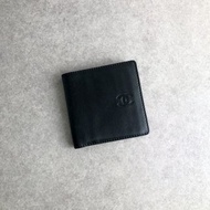 【 日本直送　名牌中古包 】CHANEL シャネル 財布 ブラック ココマーク レザー 2つ折り vintage ヴィンテージ オールド 6hacdc