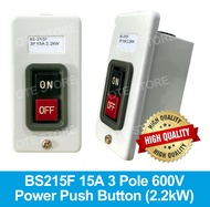 BS215H BS215F 15A 3 Pole Power Control Push Button Switch with Metal box (Switch Board Mount / Conce
