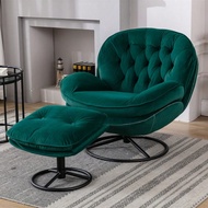 Accent Chair TV Chair Living Room Chair With Ottoman-GREEN