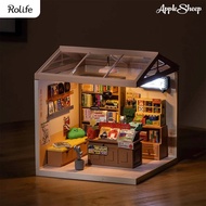 [Rolife Fascinating Book Store] Bookstore Model Set Diy House No Glue Required Miniature Wooden Home