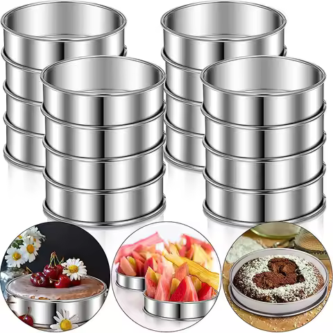 LMETJMA 6Pcs 10.5cm English Muffin Rings Crumpet Rings Double Rolled Tart Ring Stainless Steel Muffi