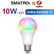 SMATRUL tuya Zigbee 10W Smart Light Bulb E27 RGB LED Lamp Dimmable Timing with Smart Life APP Voice 
