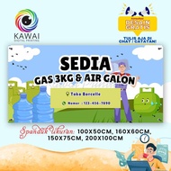 SPANDUK / BANNER Jualan Galon Air Minum Isi Ulang Dan Gas Free Desain