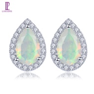 Lohaspie Jewelry Pure 1 Carats Solid Sterling Silver 925 Stud Earring Natural Opal Stud Earring Earr