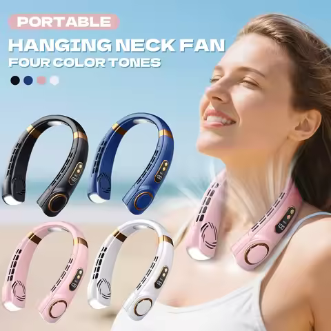 Neck Fans USB Portable Neck Hanging Fan Cold Fan Handheld Display Rechargeable Mute Sports Fan Neckb