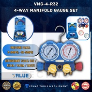 VALUE VMG-4-R32 4-Way Manifold Gauge Set (Refrigerant Scale: R32 /R134A /R410A /R407C)
