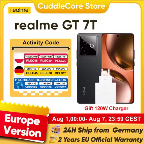 realme GT 7T Smartphone 5G EU Version MediaTek 8400-MAX 6.8'' 120Hz Screen 7000mAh Titan Battery 120