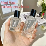 30ml 50ml Portable Travel Bottle Square Transparent Glass Perfume Spray Bottle Empty Refillable