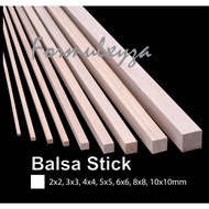 Balsa Wood Stick - 2x2,3x3,4x4,5x5,6x6,8x8,10x10mm *Length 100cm*