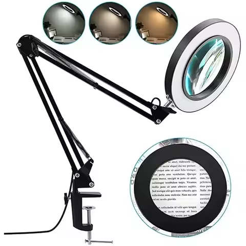Magnifying Glass with Lights 3 Colors 64 8x Magnifier Glass Soldering Iron Repair/Table Lamp/Skincar