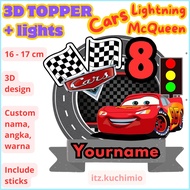 Custom 3D lights Cars Mcqueen cake topper birthday cake topper car