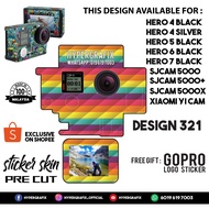 GOPRO HERO 4 , HERO 5 , HERO 6 , HERO 7, SJCAM 5000 , XIAOMI YI CAM 2K STICKER SKIN (DESIGN 321)