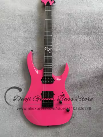 Pink Guitar,Maple Neck Set in Body, Rose Wood Fingerboard, Solar Guitar Fixed Bridge, Black Tuner, C